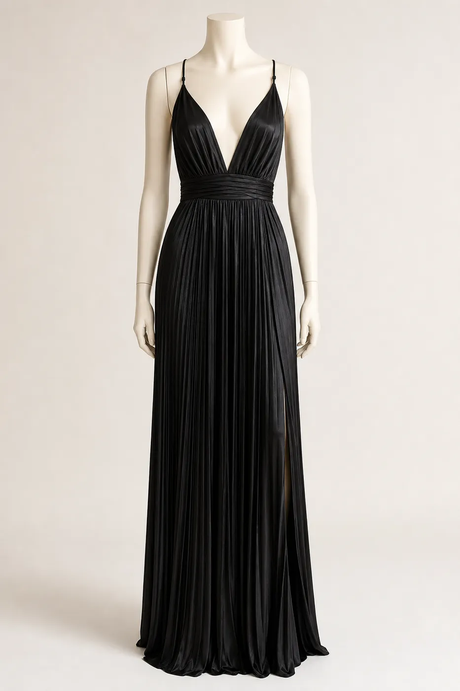 Collection Long Pleated Satin Dress