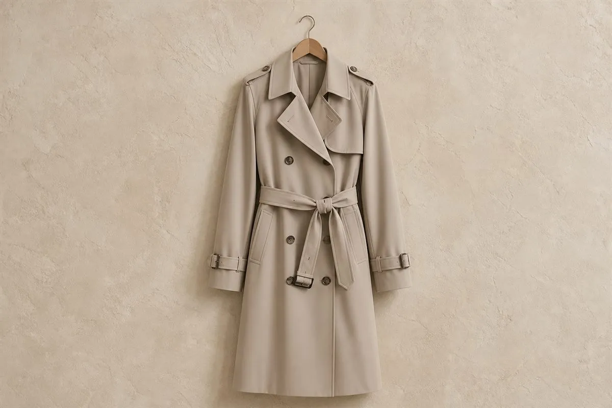 Mid-Length Fluid Gabardine Trench Coat — Essential